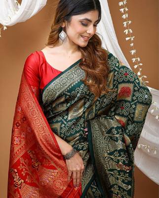 Bandhani silk blend fusion bandhani saree 4