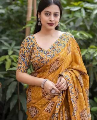 Ethnic motifs printed bandhani saree 2