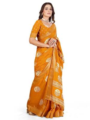 Ethnic motifs printed woven design bandhani saree 2