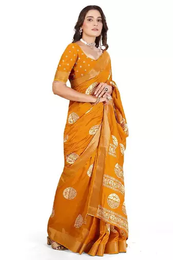 Ethnic motifs printed woven design bandhani saree