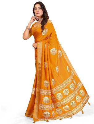Ethnic motifs printed woven design bandhani saree 3