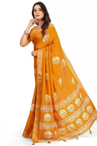 Ethnic motifs printed woven design bandhani saree