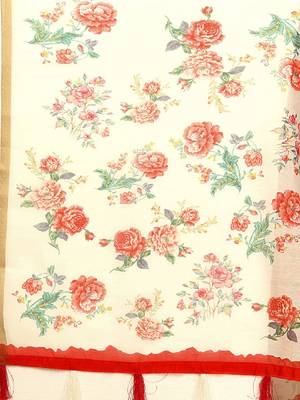 Floral printed zari bandhani saree 4