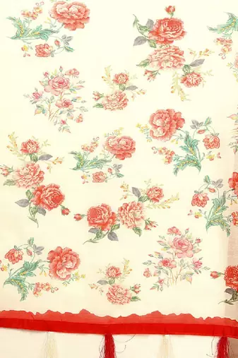 Floral printed zari bandhani saree