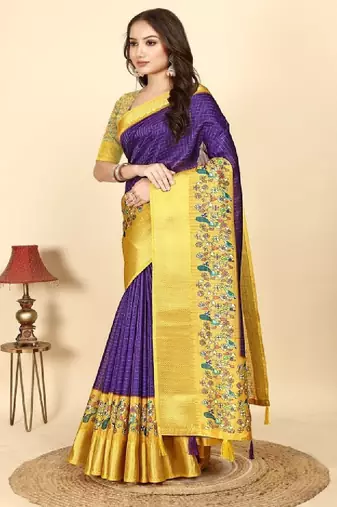 Checked printed bandhani saree