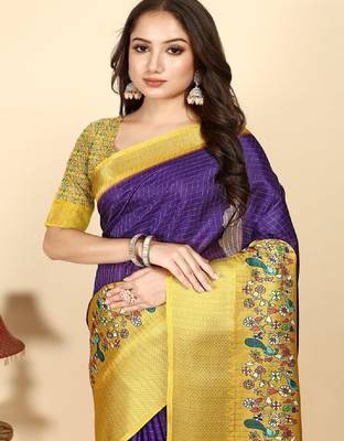 Checked printed bandhani saree 3
