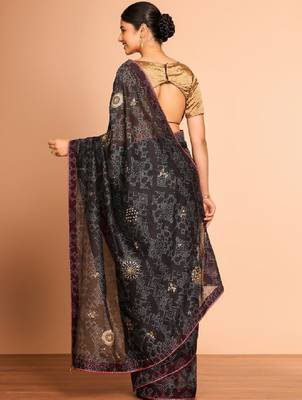 Women bandhani printed sequinned bandhani saree 4