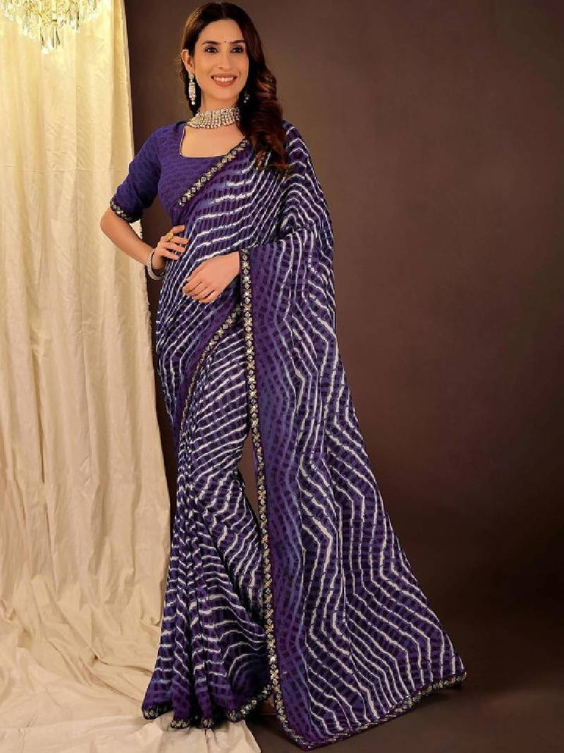Leheriya pure georgette leheriya saree