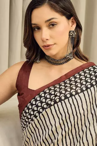 Ethnic motifs ready to wear leheriya saree
