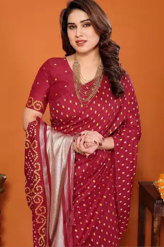 Printed patta border saree
