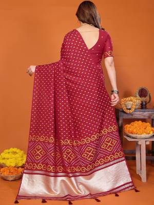 Printed patta border saree 4
