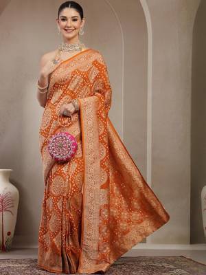 Ethnic motifs woven design zari banarasi saree 1