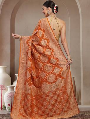 Ethnic motifs woven design zari banarasi saree 4