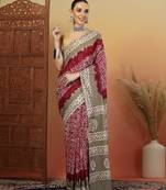 Bandhani printed pure cotton saree with blouse piece