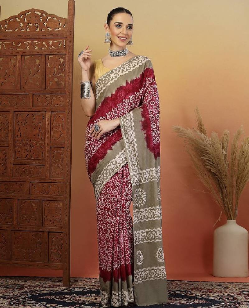 Bandhani printed pure cotton saree with blouse piece