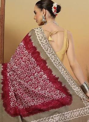 Bandhani printed pure cotton saree with blouse piece 4