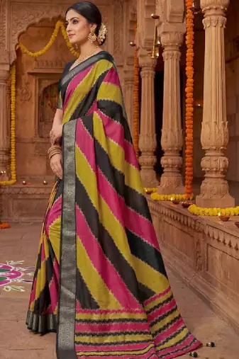 Leheriya silk blend leheriya saree