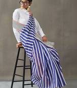 Striped printed ready to wear saree with blouse piece