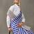 Striped printed ready to wear saree with blouse piece