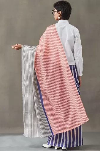 Striped printed ready to wear saree with blouse piece