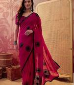 Embroidered saree with unstitched blouse piece