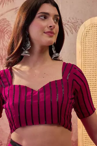 Embroidered saree with unstitched blouse piece