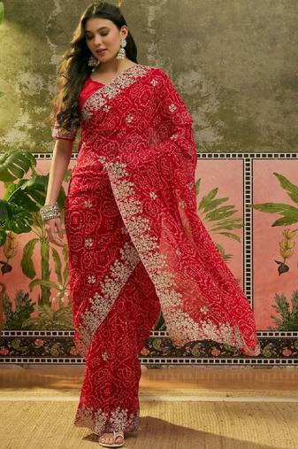 Bandhani printed sarees