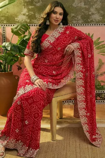 Bandhani printed sarees