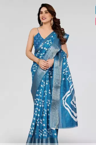 Women pack of 2 bandhani printed saree