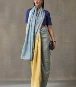 Linen blend formal ready to wear saree with unstitched blouse piece