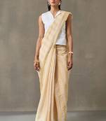 Striped linen blend ready to wear saree with blouse piece