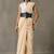 Striped linen blend ready to wear saree with blouse piece