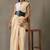 Striped linen blend ready to wear saree with blouse piece