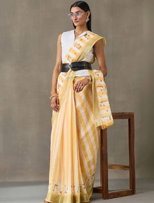 Striped printed ready to wear saree with blouse piece 2
