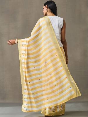 Striped printed ready to wear saree with blouse piece 4