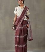 Ethnic motifs printed ready to wear saree with blouse piece