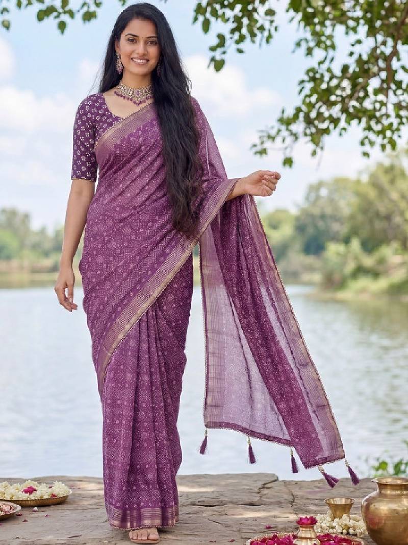 Leheriya pure georgette leheriya saree