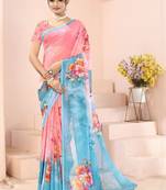 Women floral pure georgette leheriya saree