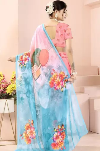 Women floral pure georgette leheriya saree