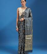 Tie-dye printed bandhani saree with plain border & unstitched blouse