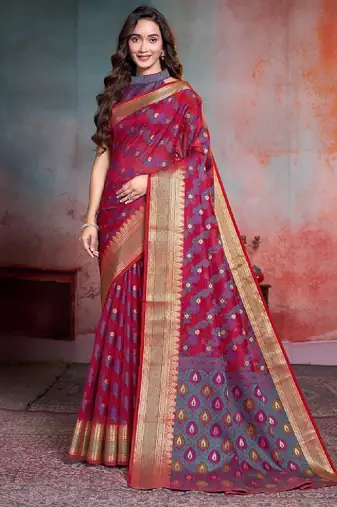 Woven design zari art silk leheriya saree