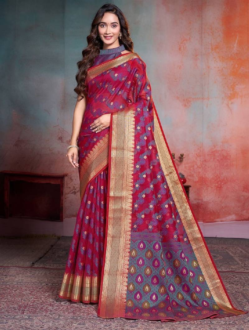 Woven design zari art silk leheriya saree