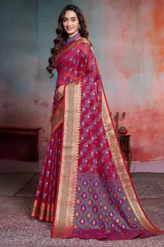 Woven design zari art silk leheriya saree