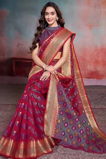 Woven design zari art silk leheriya saree