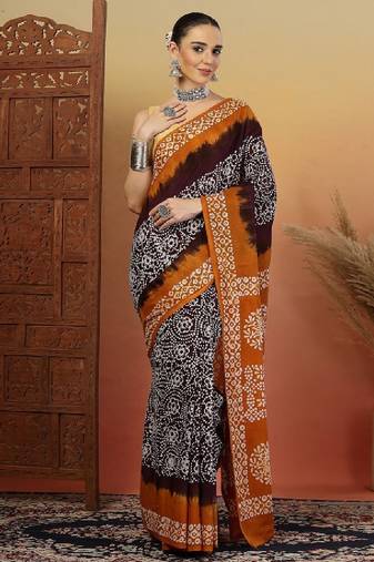 Bandhani printed pure cotton saree with blouse piece