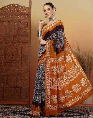 Bandhani printed pure cotton saree with blouse piece 2