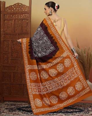 Bandhani printed pure cotton saree with blouse piece 3