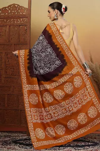 Bandhani printed pure cotton saree with blouse piece