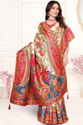 Paisley silk blend saree