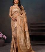 Floral zari silk blend leheriya saree